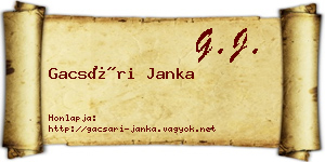 Gacsári Janka névjegykártya